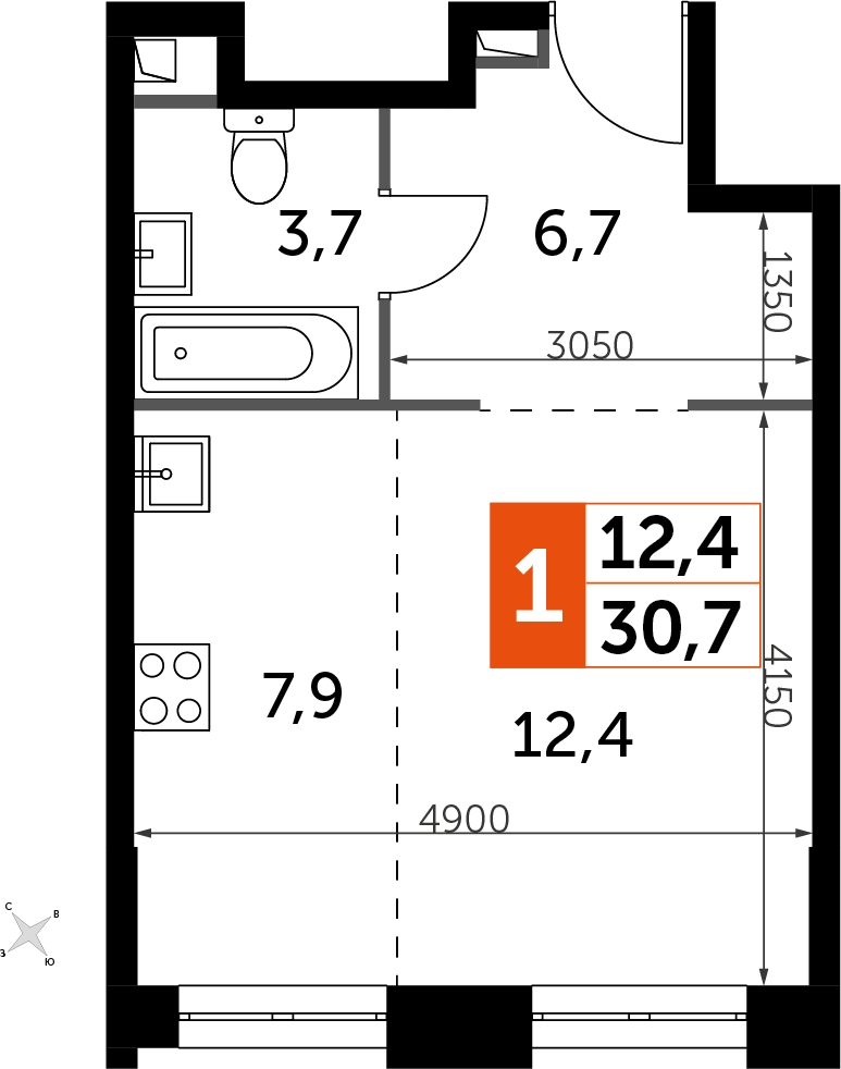 2-комнатная квартира с отделкой в ЖК Кронштадтский 9 на 29 этаже в 1 секции. Сдача в 4 кв. 2023 г.