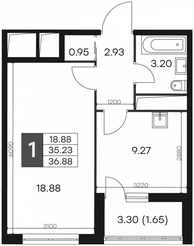 1-комнатная квартира с отделкой в ЖК GloraX City Zanevsky на 4 этаже в 2 секции. Сдача в 2 кв. 2024 г.