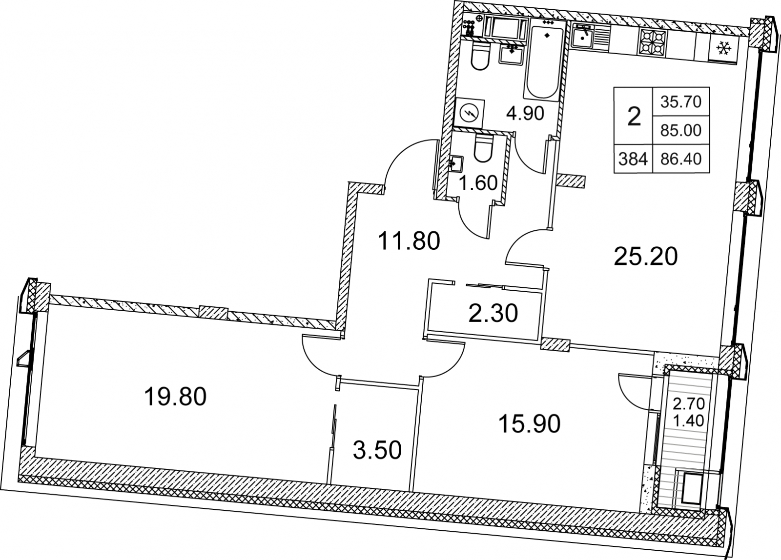 3-комнатная квартира в ЖК HighWay на 11 этаже в 1 секции. Сдача в 4 кв. 2023 г.