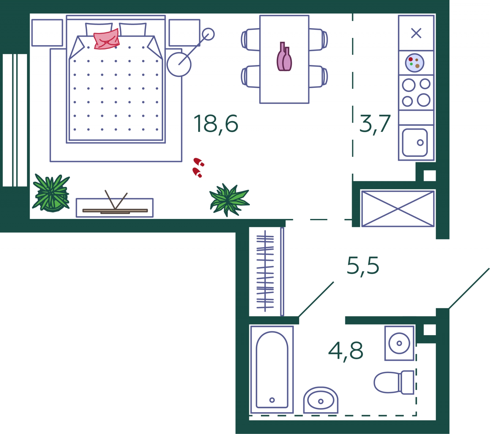 1-комнатная квартира в ЖК Большое Путилково на 2 этаже в 3 секции. Сдача в 4 кв. 2023 г.