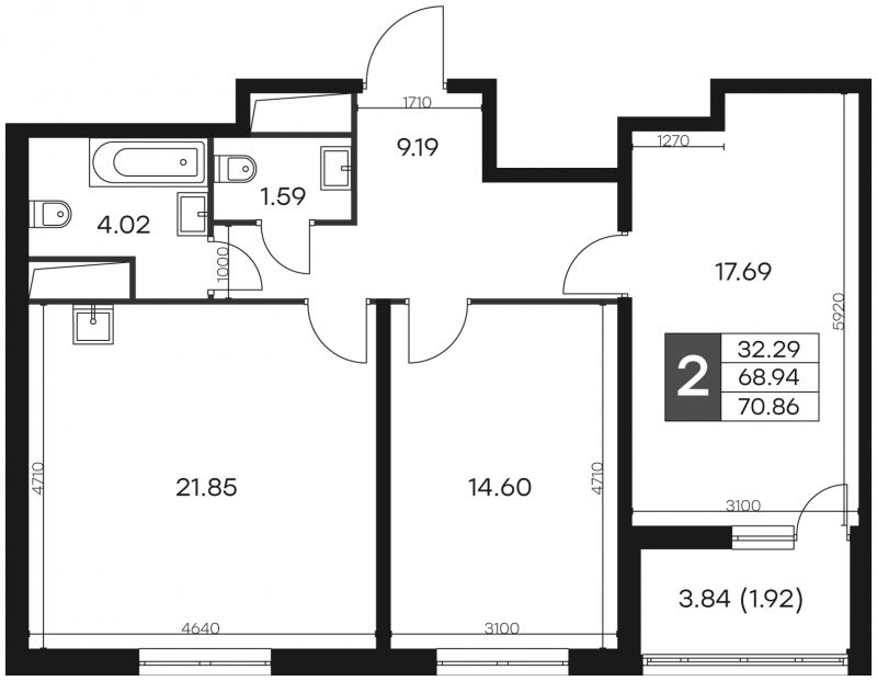 1-комнатная квартира (Студия) в ЖК Пехра на 8 этаже в 6 секции. Сдача в 1 кв. 2024 г.