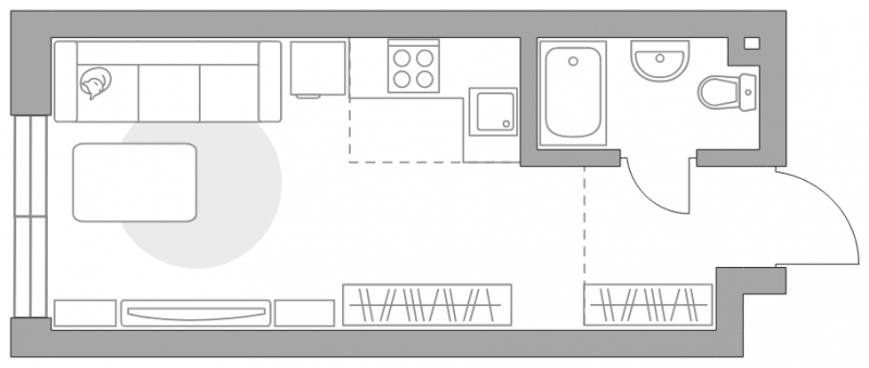 1-комнатная квартира в ЖК SHAGAL на 11 этаже в 2 секции. Сдача в 1 кв. 2024 г.
