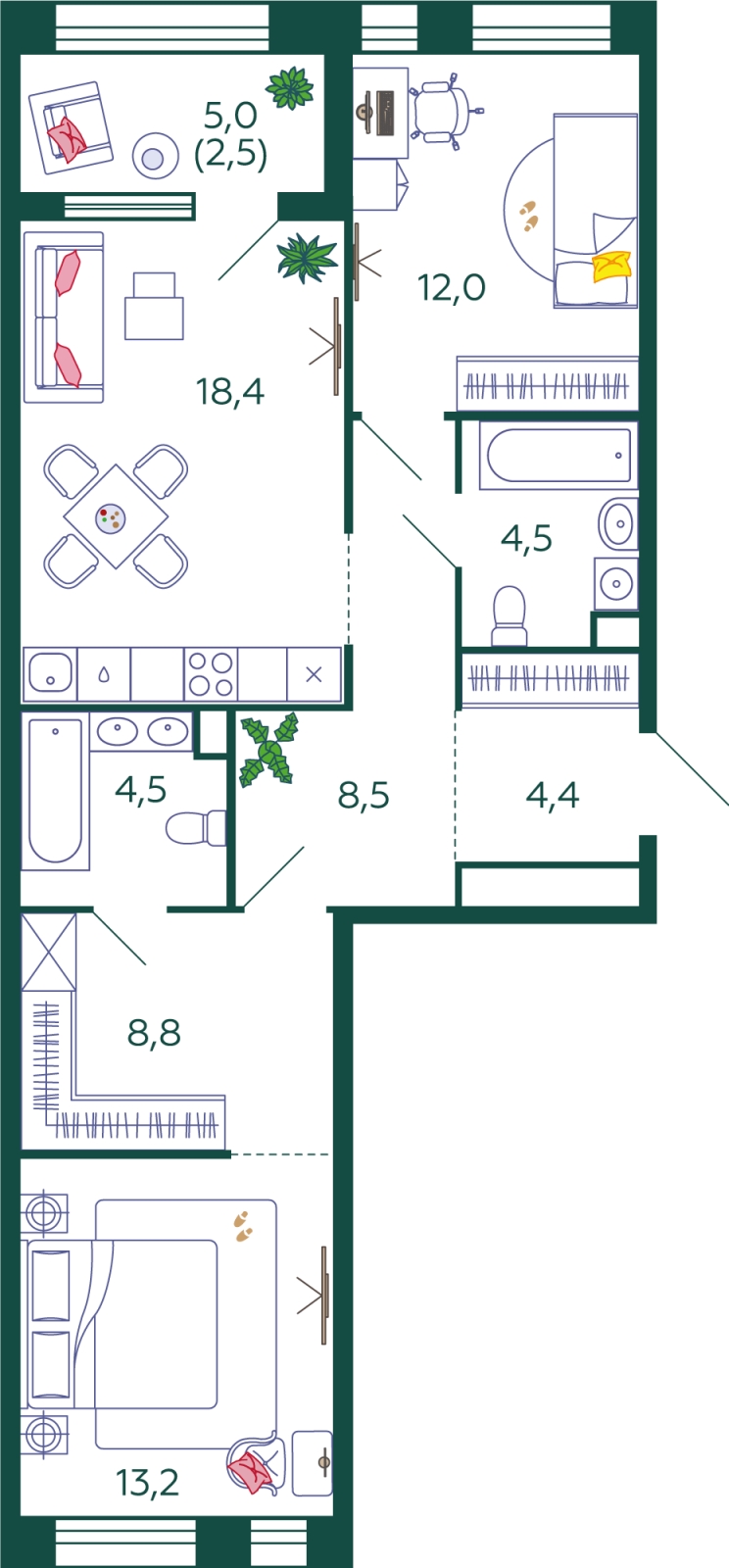 3-комнатная квартира с отделкой в ЖК Большое Путилково на 9 этаже в 1 секции. Сдача в 4 кв. 2023 г.
