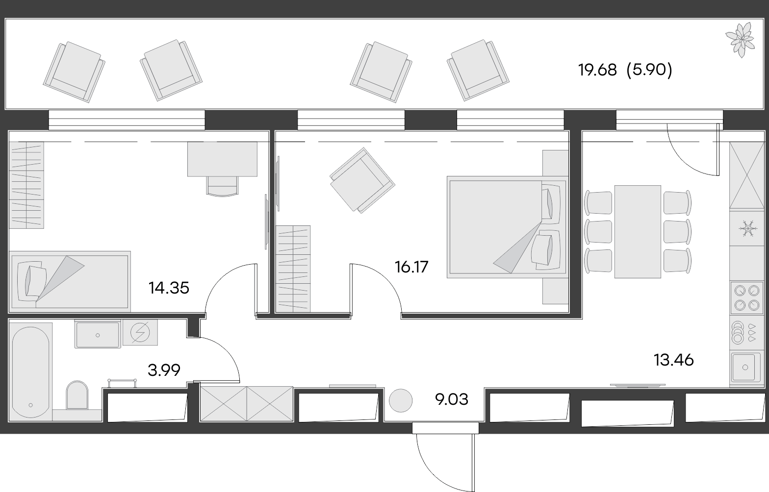1-комнатная квартира (Студия) с отделкой в ЖК Moskovsky AVENIR на 5 этаже в 1 секции. Дом сдан.