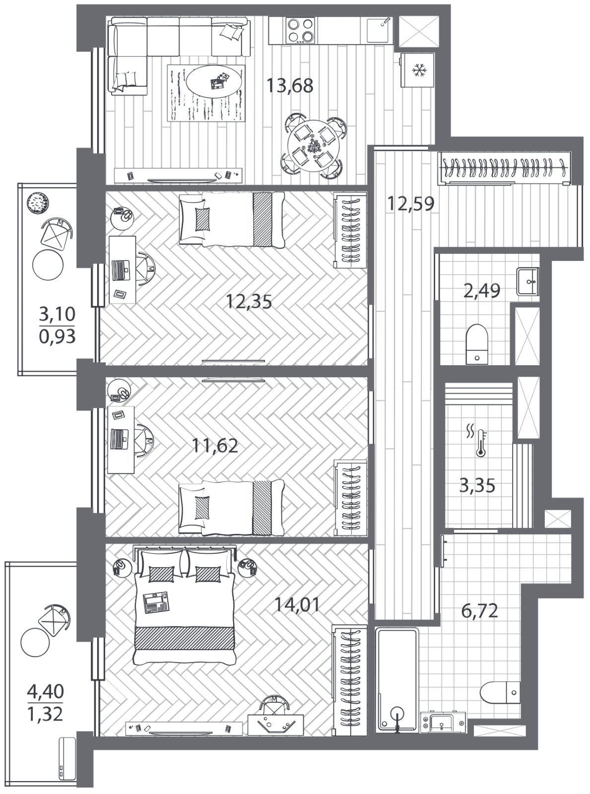 1-комнатная квартира (Студия) в ЖК HighWay на 16 этаже в 3 секции. Сдача в 4 кв. 2023 г.