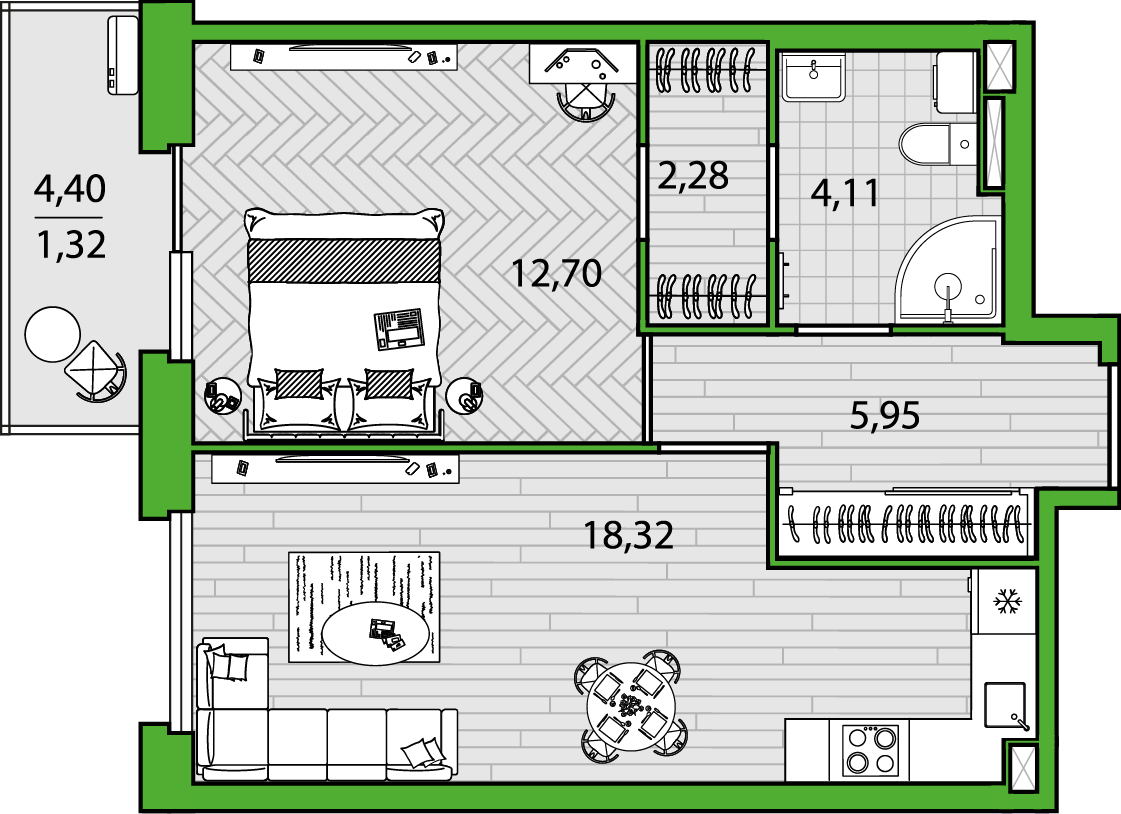 3-комнатная квартира в ЖК SHAGAL на 7 этаже в 1 секции. Сдача в 1 кв. 2024 г.