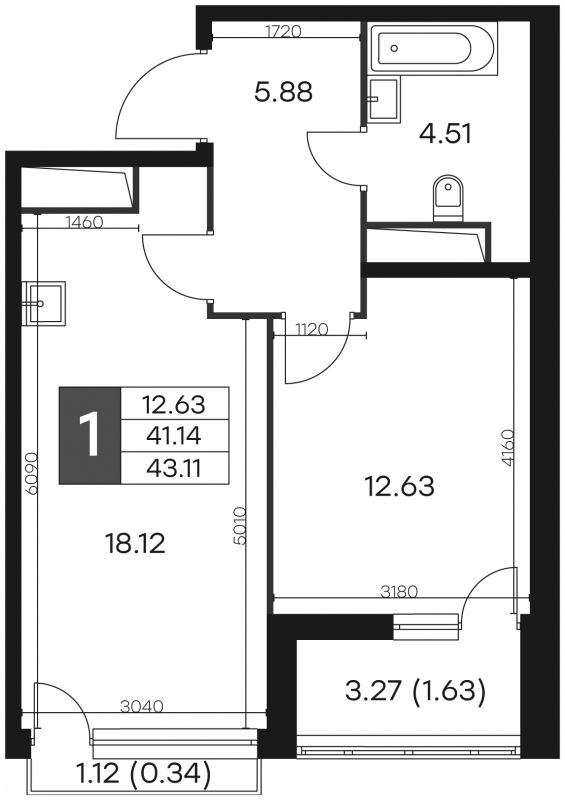 1-комнатная квартира в ЖК LIFE-Варшавская на 6 этаже в 5 секции. Сдача в 1 кв. 2024 г.