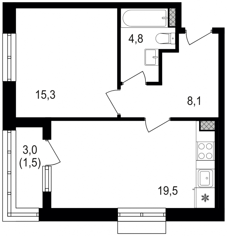 3-комнатная квартира с отделкой в ЖК Symphony 34 на 22 этаже в 1 секции. Сдача в 2 кв. 2025 г.
