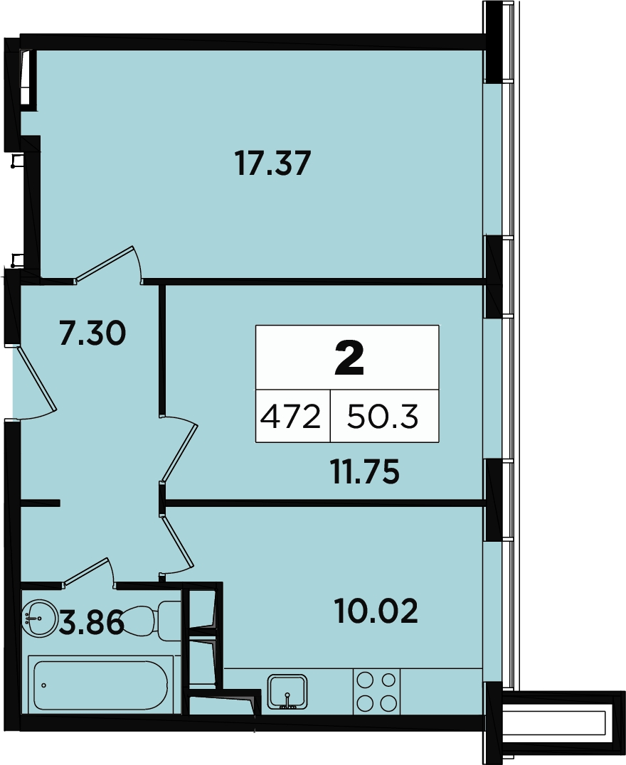 3-комнатная квартира с отделкой в ЖК Микрорайон Домашний на 30 этаже в 7 секции. Дом сдан.
