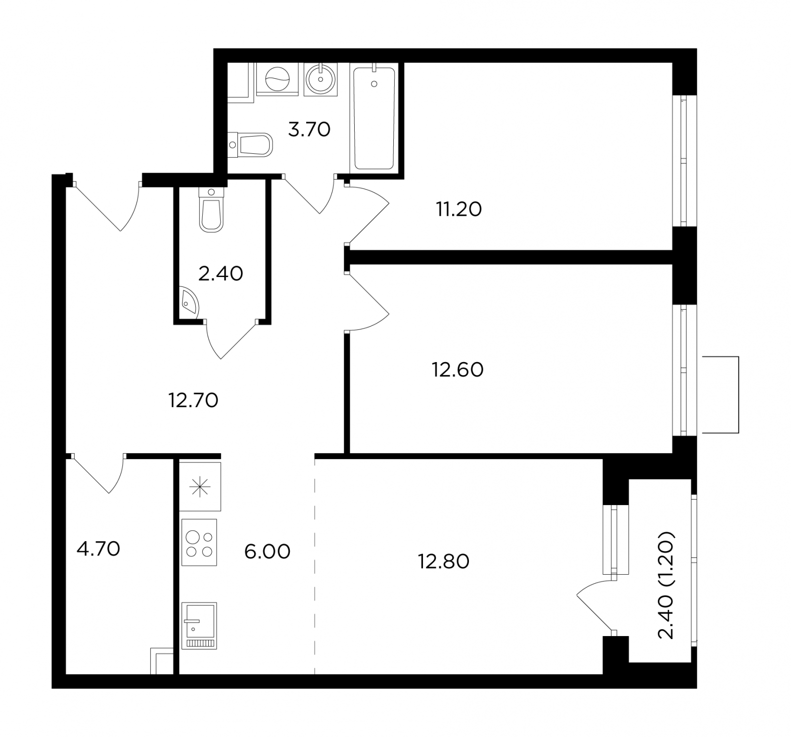 1-комнатная квартира с отделкой в ЖК GloraX City Zanevsky на 12 этаже в 1 секции. Сдача в 2 кв. 2024 г.