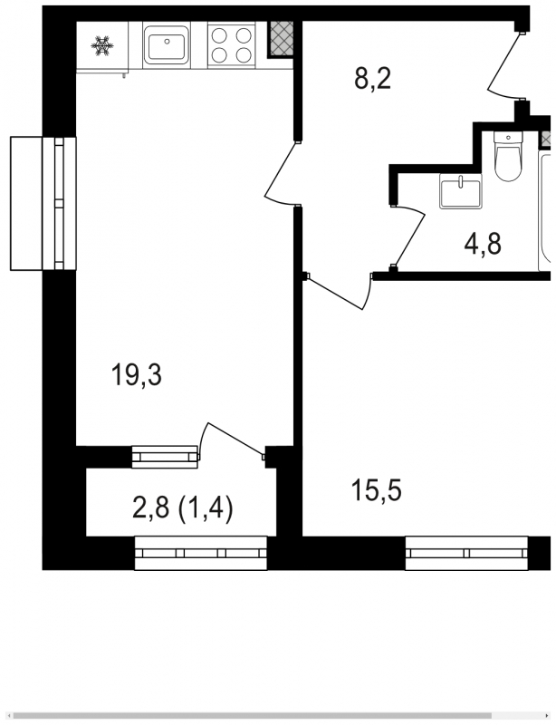 2-комнатная квартира с отделкой в ЖК Hide на 18 этаже в 1 секции. Сдача в 1 кв. 2023 г.