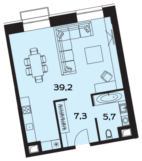 2-комнатная квартира с отделкой в ЖК Новые Ватутинки. Центральный на 8 этаже в 2 секции. Сдача в 1 кв. 2024 г.