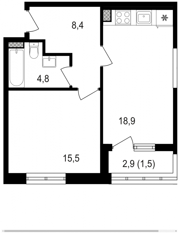 3-комнатная квартира в ЖК Остров на 8 этаже в 1 секции. Сдача в 4 кв. 2024 г.