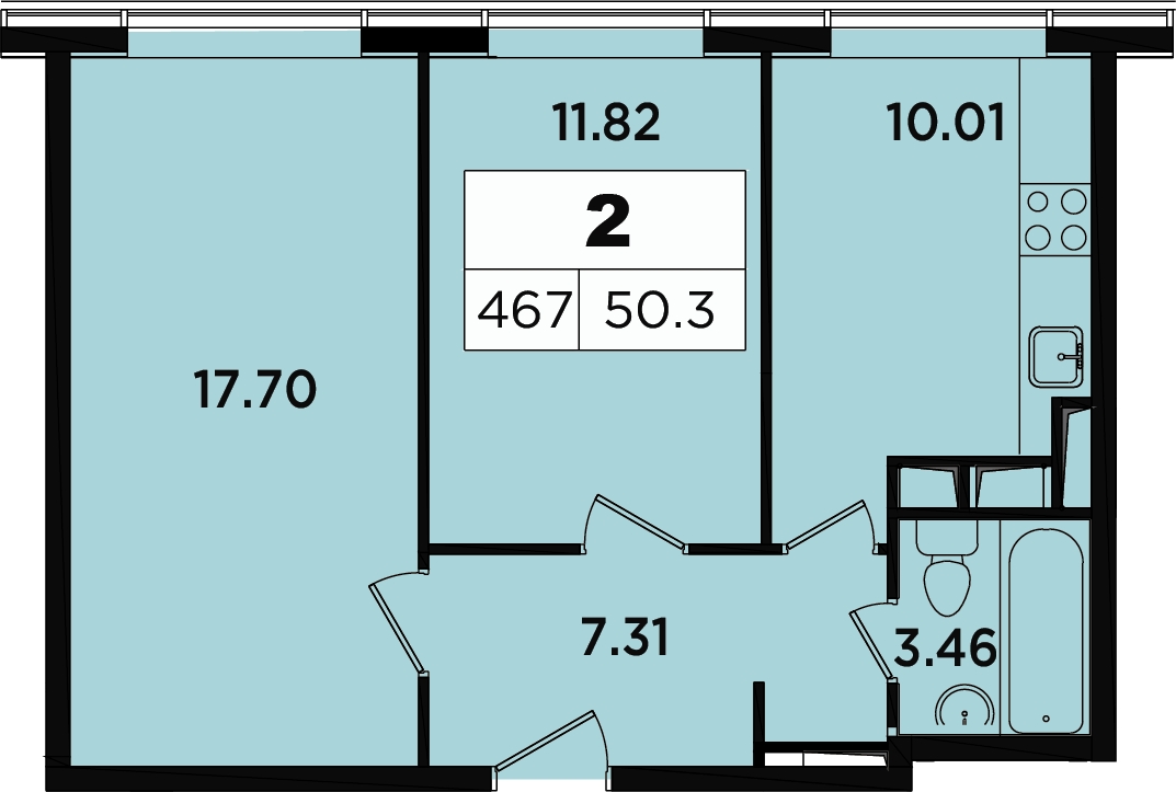 1-комнатная квартира (Студия) с отделкой в ЖК Легендарный Квартал на Березовой  аллее на 6 этаже в 1 секции. Сдача в 3 кв. 2019 г.