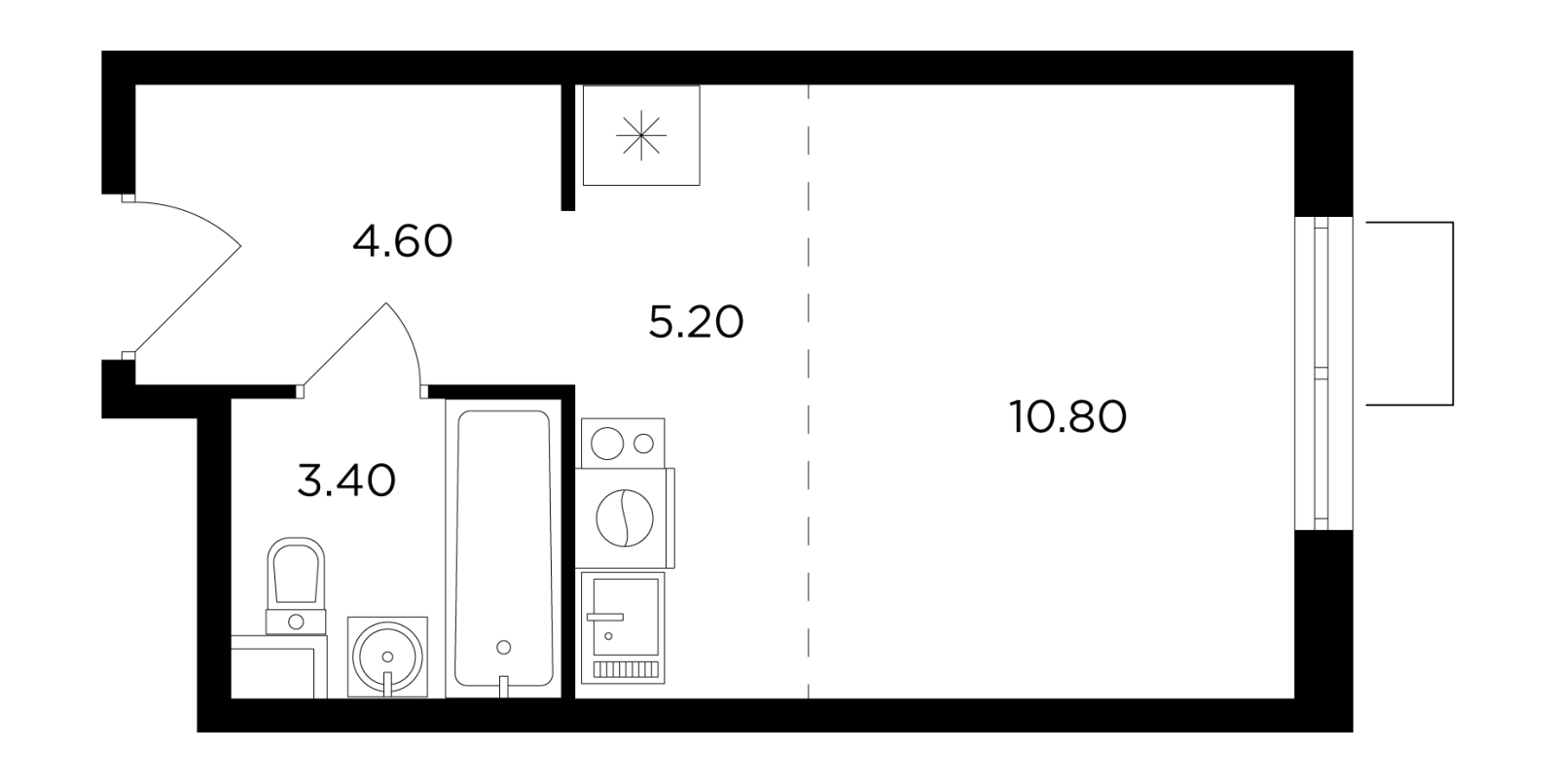 1-комнатная квартира в ЖК Nagatino i-Land на 32 этаже в 1 секции. Сдача в 3 кв. 2025 г.