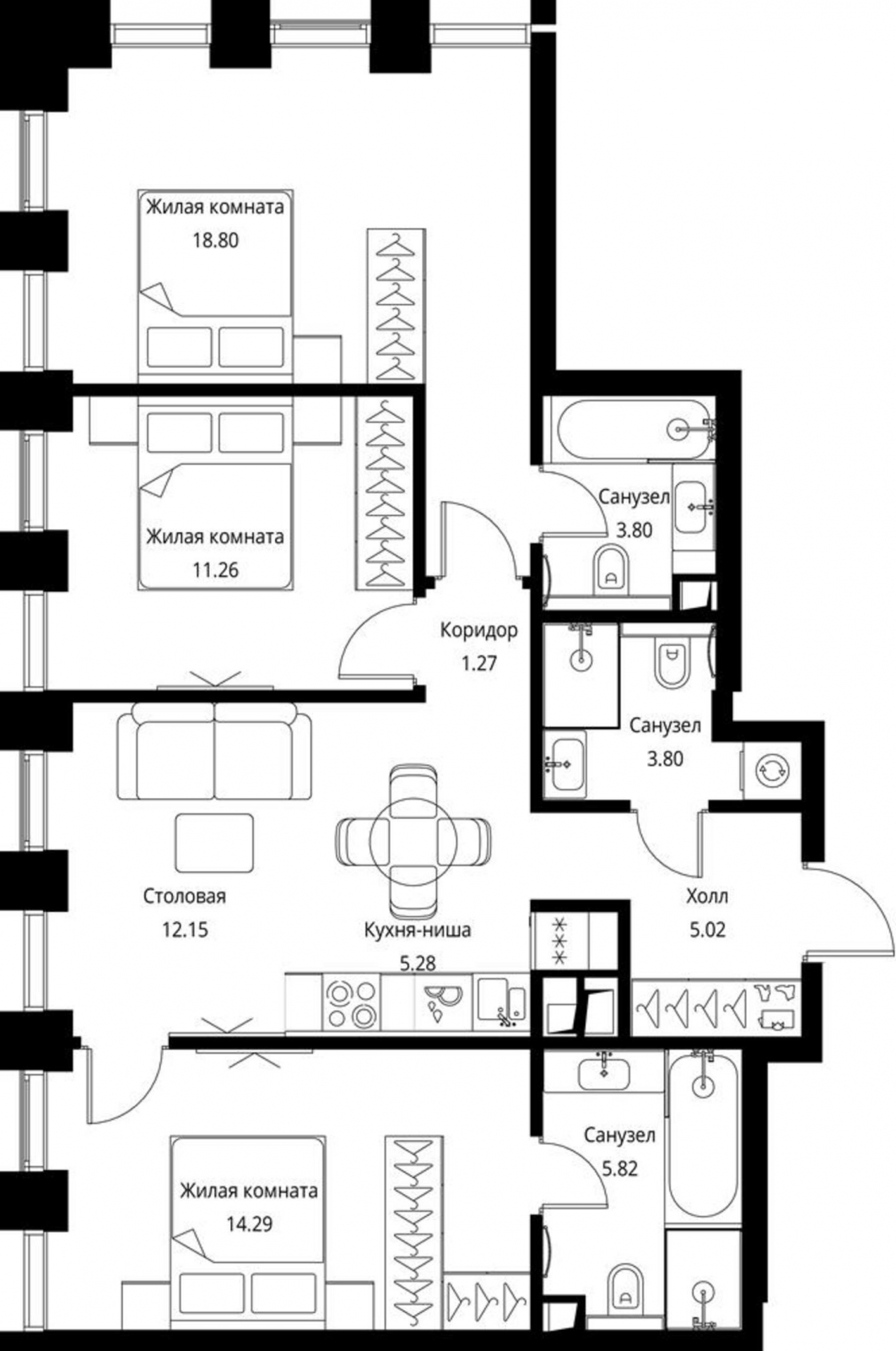 1-комнатная квартира (Студия) в ЖК Friends на 4 этаже в 1 секции. Сдача в 1 кв. 2024 г.