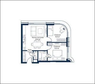1-комнатная квартира в ЖК Symphony 34 на 39 этаже в 1 секции. Сдача в 2 кв. 2025 г.