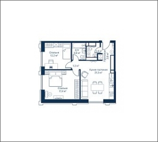 1-комнатная квартира (Студия) с отделкой в ЖК GloraX City Zanevsky на 12 этаже в 1 секции. Сдача в 2 кв. 2024 г.