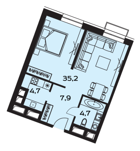 3-комнатная квартира с отделкой в ЖК Новые Ватутинки. Центральный на 8 этаже в 2 секции. Сдача в 1 кв. 2024 г.