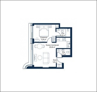 1-комнатная квартира в ЖК Михалковский на 9 этаже в 3 секции. Сдача в 3 кв. 2024 г.