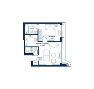 2-комнатная квартира в ЖК Friends на 23 этаже в 1 секции. Сдача в 1 кв. 2024 г.