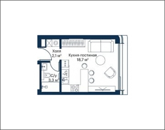 3-комнатная квартира в ЖК SHAGAL на 24 этаже в 1 секции. Сдача в 4 кв. 2023 г.