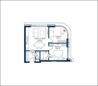2-комнатная квартира с отделкой в ЖК Symphony 34 на 4 этаже в 1 секции. Сдача в 2 кв. 2025 г.