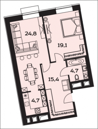 2-комнатная квартира в ЖК Лайм на 14 этаже в 3 секции. Дом сдан.