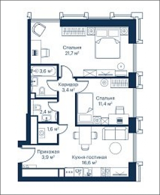 1-комнатная квартира (Студия) в ЖК City Bay на 5 этаже в 1 секции. Сдача в 3 кв. 2026 г.