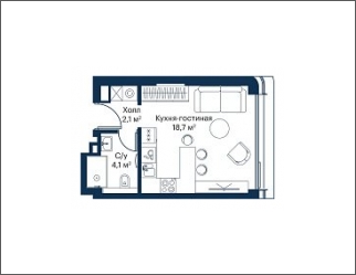 2-комнатная квартира с отделкой в ЖК Symphony 34 на 6 этаже в 1 секции. Сдача в 2 кв. 2025 г.