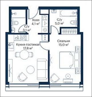 2-комнатная квартира с отделкой в ЖК City Bay на 24 этаже в 1 секции. Сдача в 4 кв. 2023 г.