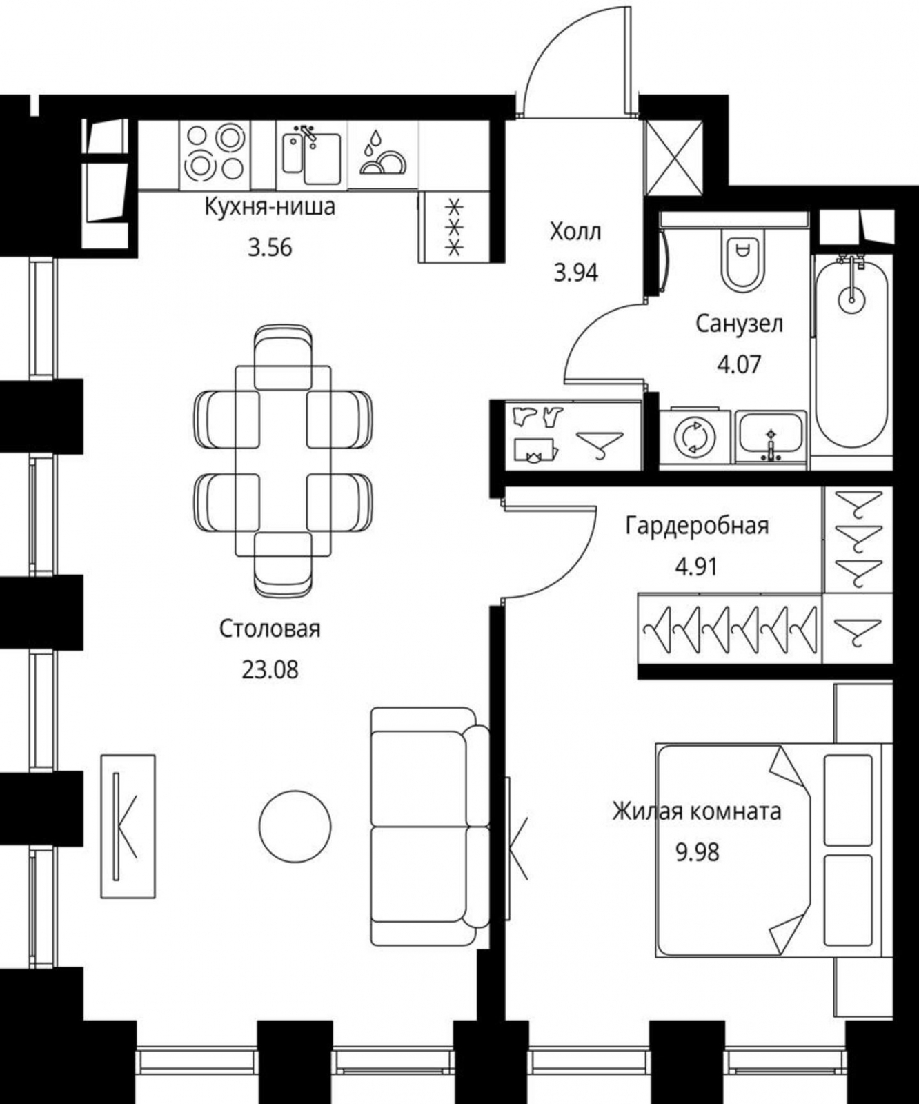 2-комнатная квартира с отделкой в ЖК City Bay на 18 этаже в 1 секции. Сдача в 4 кв. 2023 г.