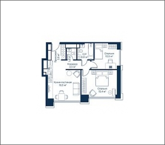 2-комнатная квартира в ЖК Friends на 17 этаже в 1 секции. Сдача в 1 кв. 2024 г.