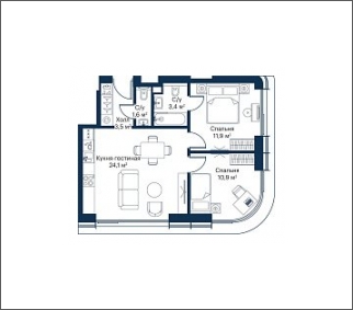 1-комнатная квартира с отделкой в ЖК City Bay на 42 этаже в 1 секции. Сдача в 4 кв. 2023 г.