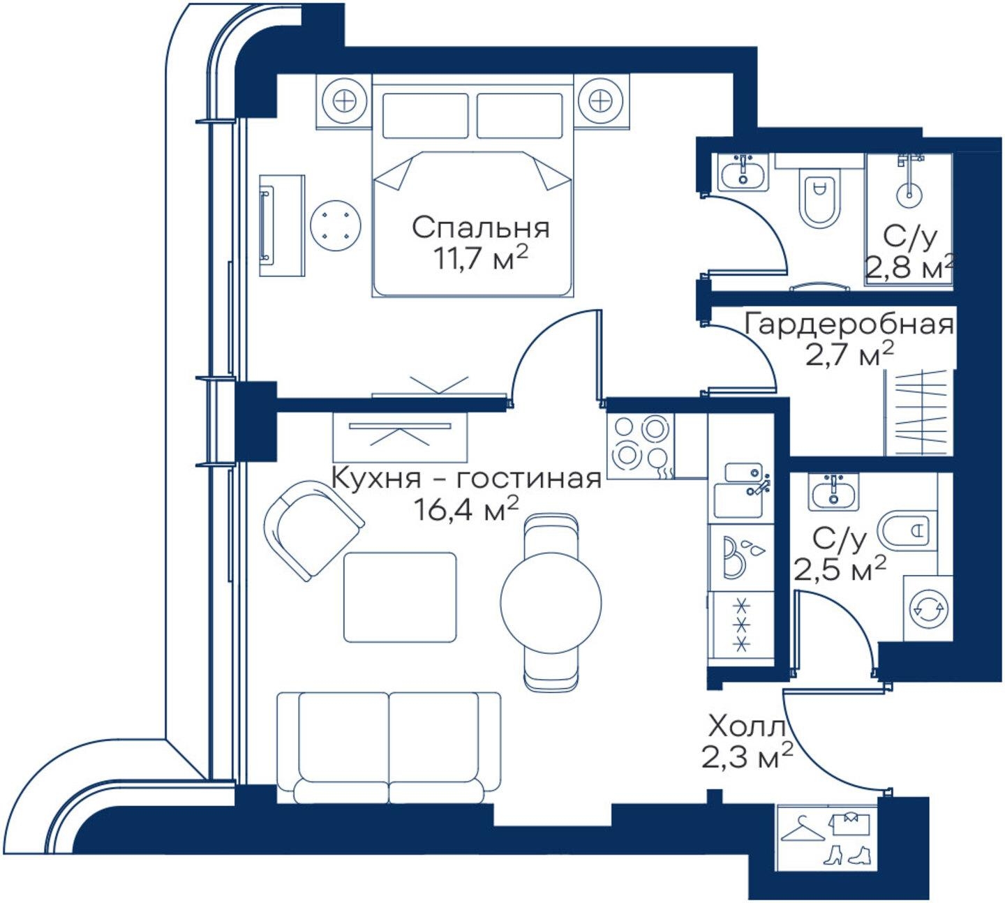 1-комнатная квартира с отделкой в ЖК City Bay на 34 этаже в 1 секции. Сдача в 4 кв. 2023 г.