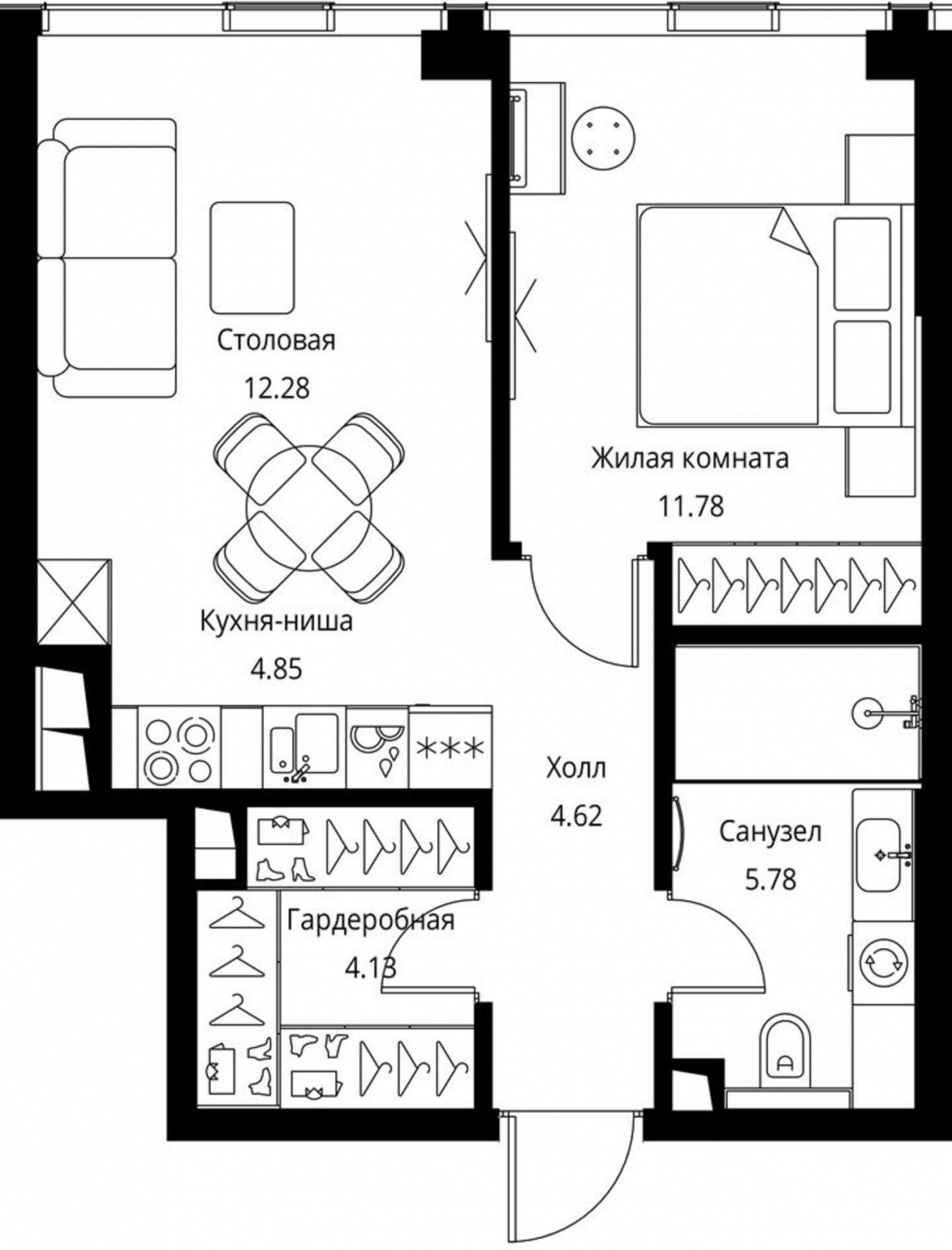 1-комнатная квартира в ЖК Михалковский на 14 этаже в 3 секции. Сдача в 3 кв. 2024 г.