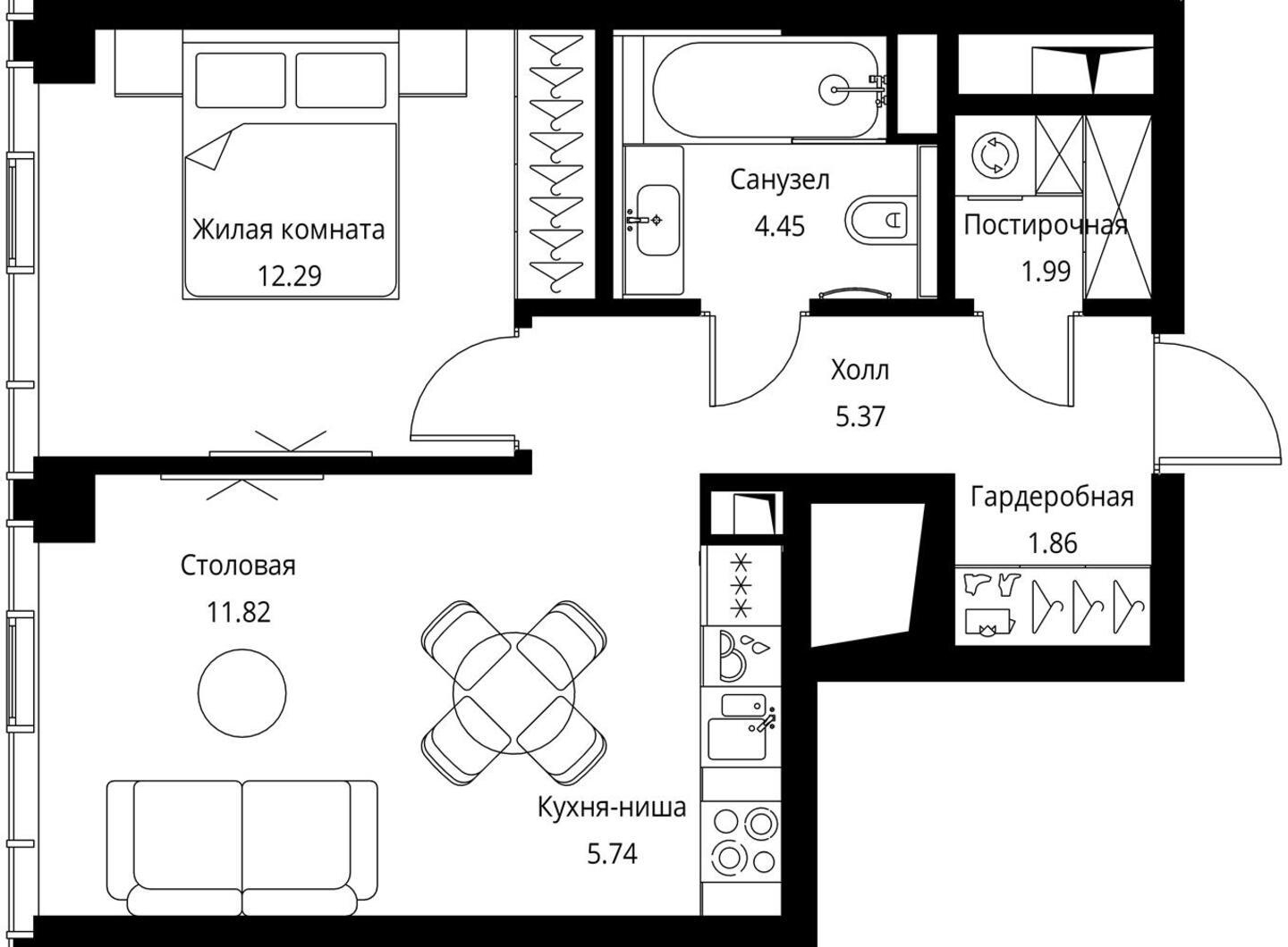2-комнатная квартира с отделкой в ЖК City Bay на 32 этаже в 1 секции. Сдача в 4 кв. 2023 г.