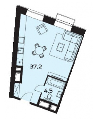 1-комнатная квартира (Студия) с отделкой в ЖК Новые Ватутинки. Центральный на 8 этаже в 4 секции. Сдача в 1 кв. 2024 г.