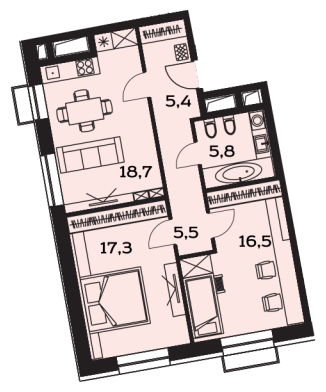 1-комнатная квартира с отделкой в ЖК Новые Ватутинки. Центральный на 8 этаже в 4 секции. Сдача в 1 кв. 2024 г.