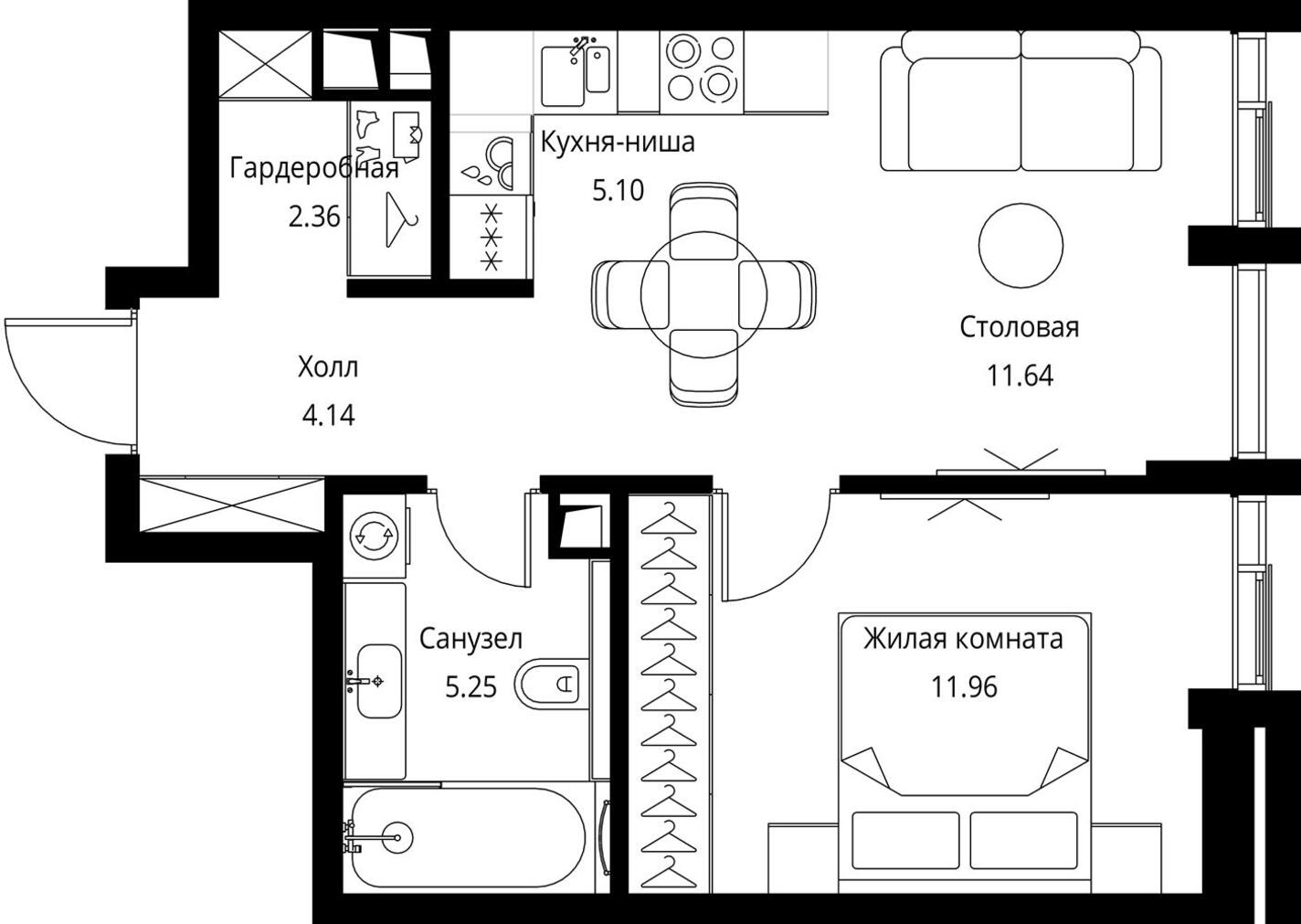 1-комнатная квартира (Студия) с отделкой в ЖК Бунинские кварталы на 11 этаже в 2 секции. Сдача в 2 кв. 2026 г.