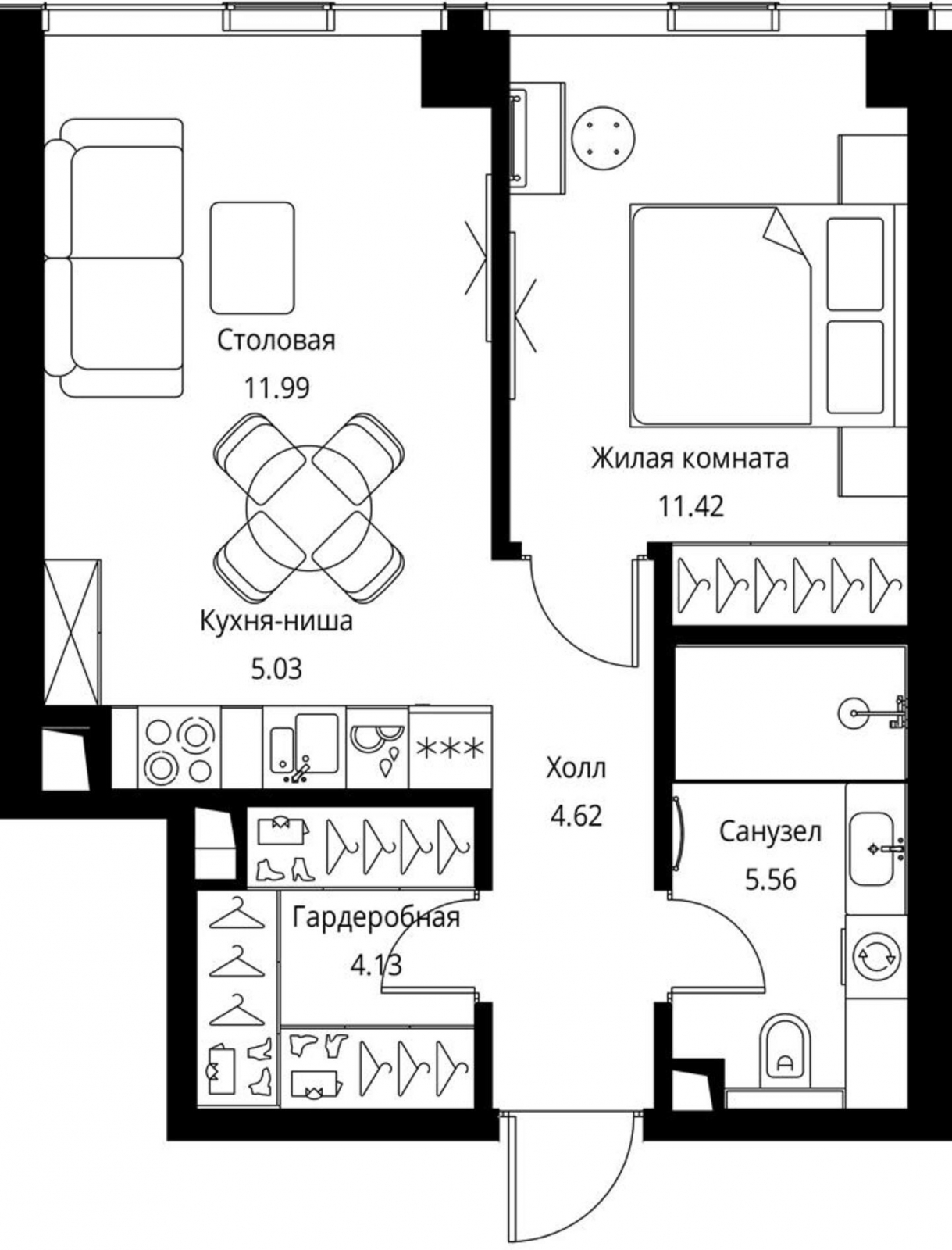 3-комнатная квартира в ЖК Михалковский на 3 этаже в 4 секции. Сдача в 3 кв. 2024 г.