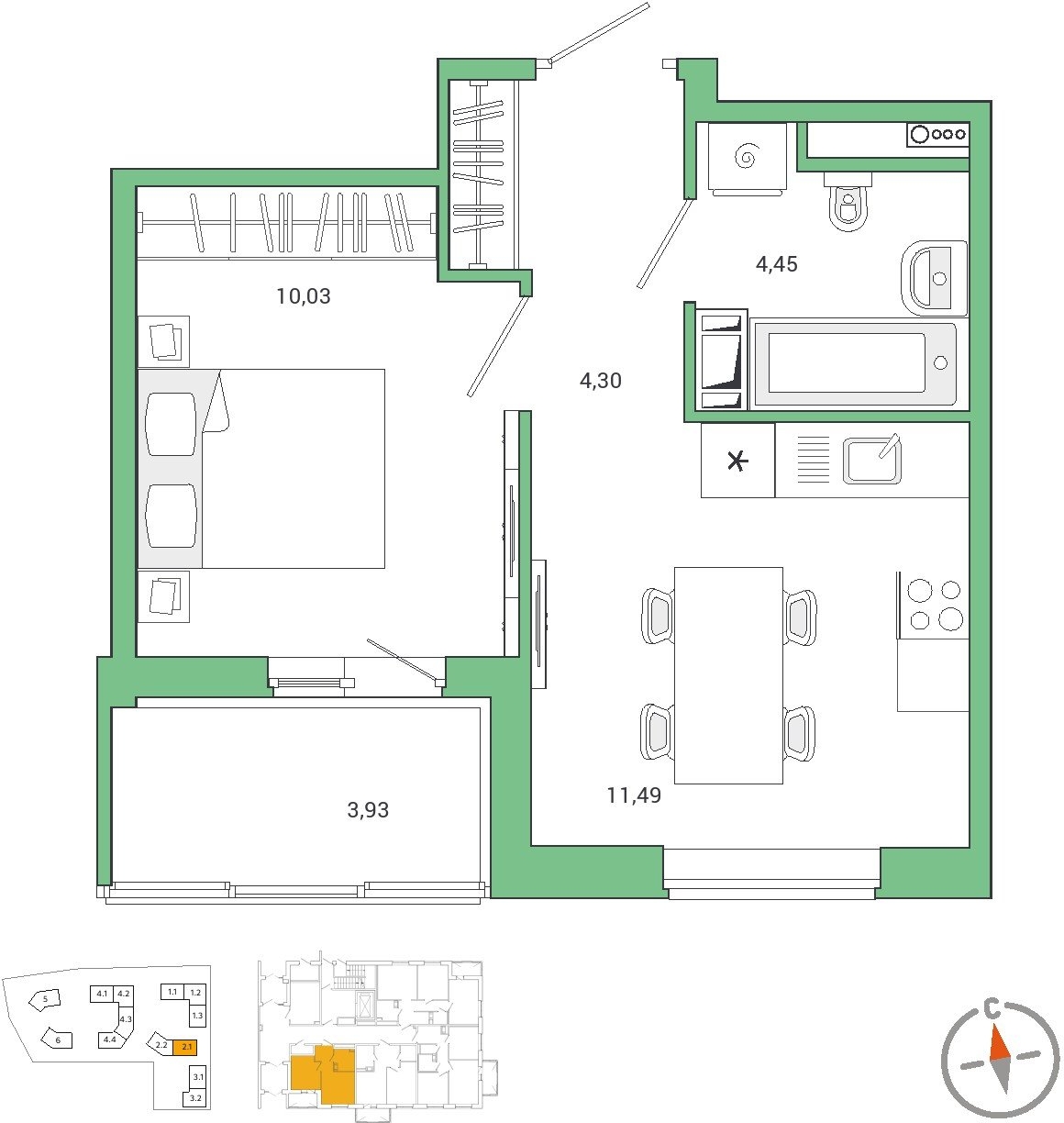 2-комнатная квартира с отделкой в ЖК City Bay на 18 этаже в 1 секции. Сдача в 4 кв. 2023 г.
