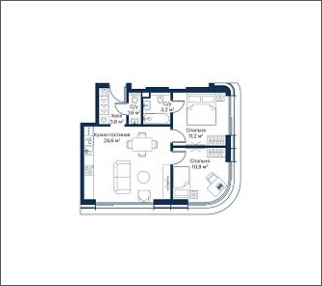 1-комнатная квартира с отделкой в ЖК City Bay на 10 этаже в 1 секции. Сдача в 4 кв. 2023 г.