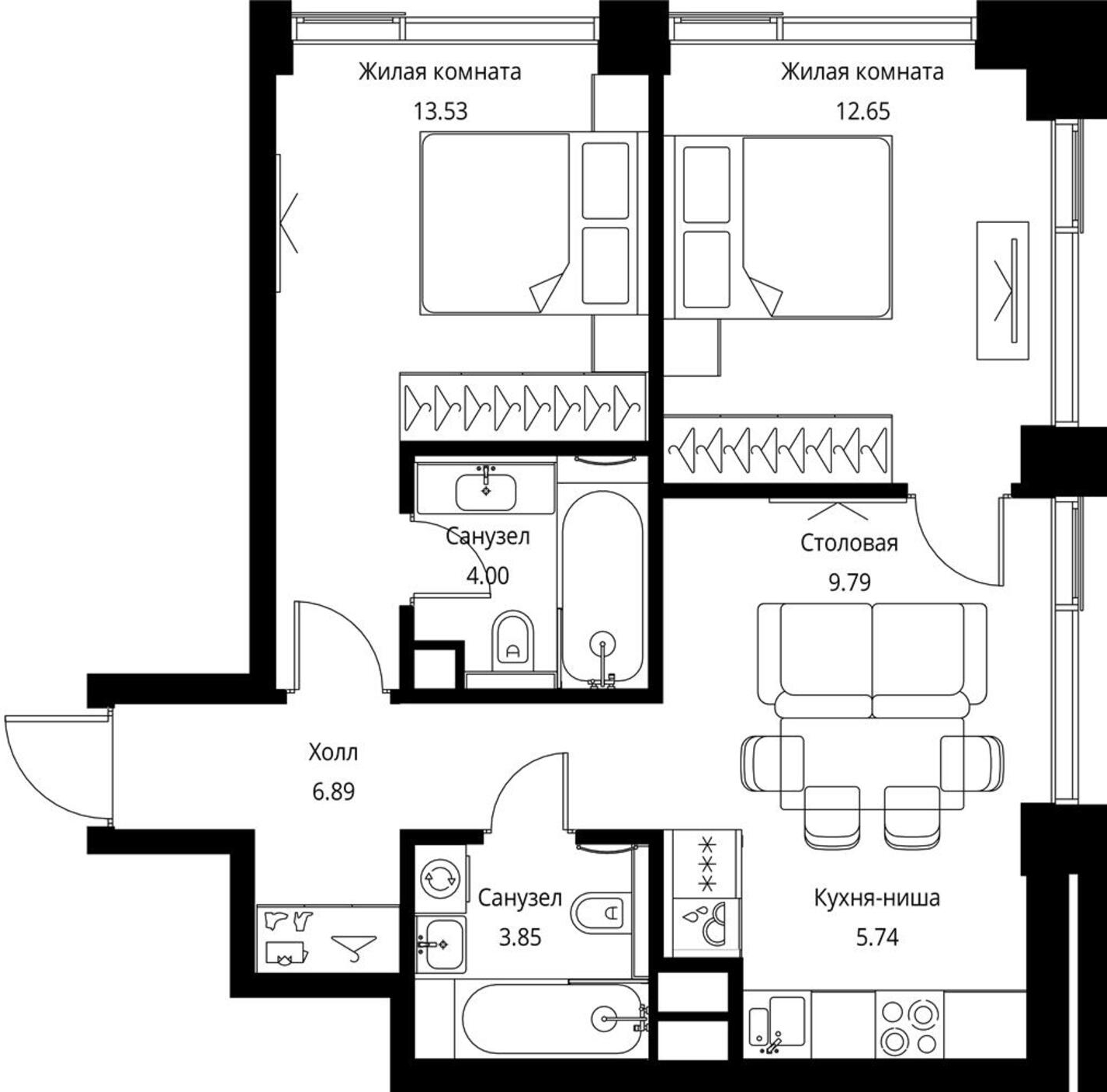 1-комнатная квартира с отделкой в ЖК City Bay на 37 этаже в 1 секции. Сдача в 3 кв. 2025 г.