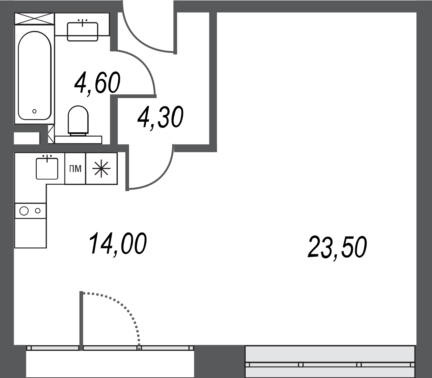 1-комнатная квартира в ЖК Symphony 34 на 40 этаже в 1 секции. Сдача в 2 кв. 2025 г.