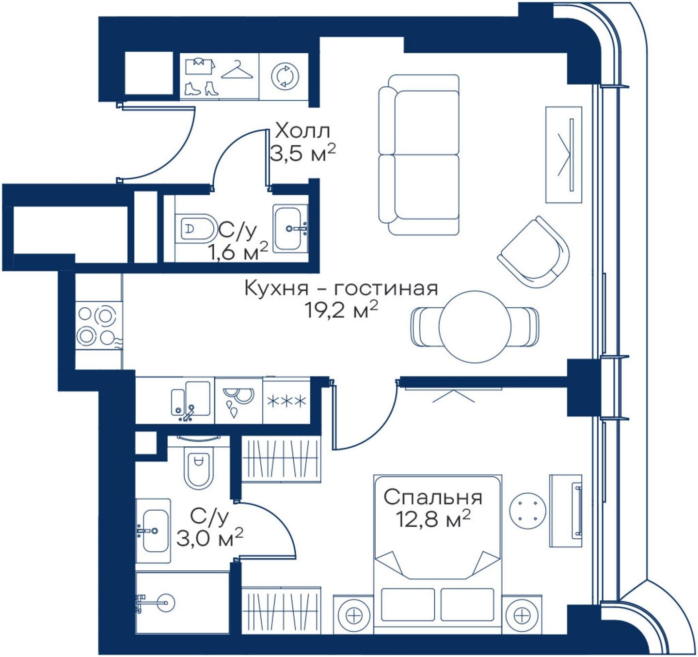 1-комнатная квартира с отделкой в ЖК Бунинские кварталы на 15 этаже в 3 секции. Сдача в 2 кв. 2026 г.