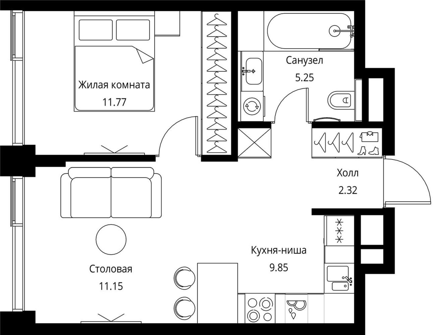 1-комнатная квартира (Студия) с отделкой в ЖК City Bay на 30 этаже в 1 секции. Сдача в 3 кв. 2026 г.
