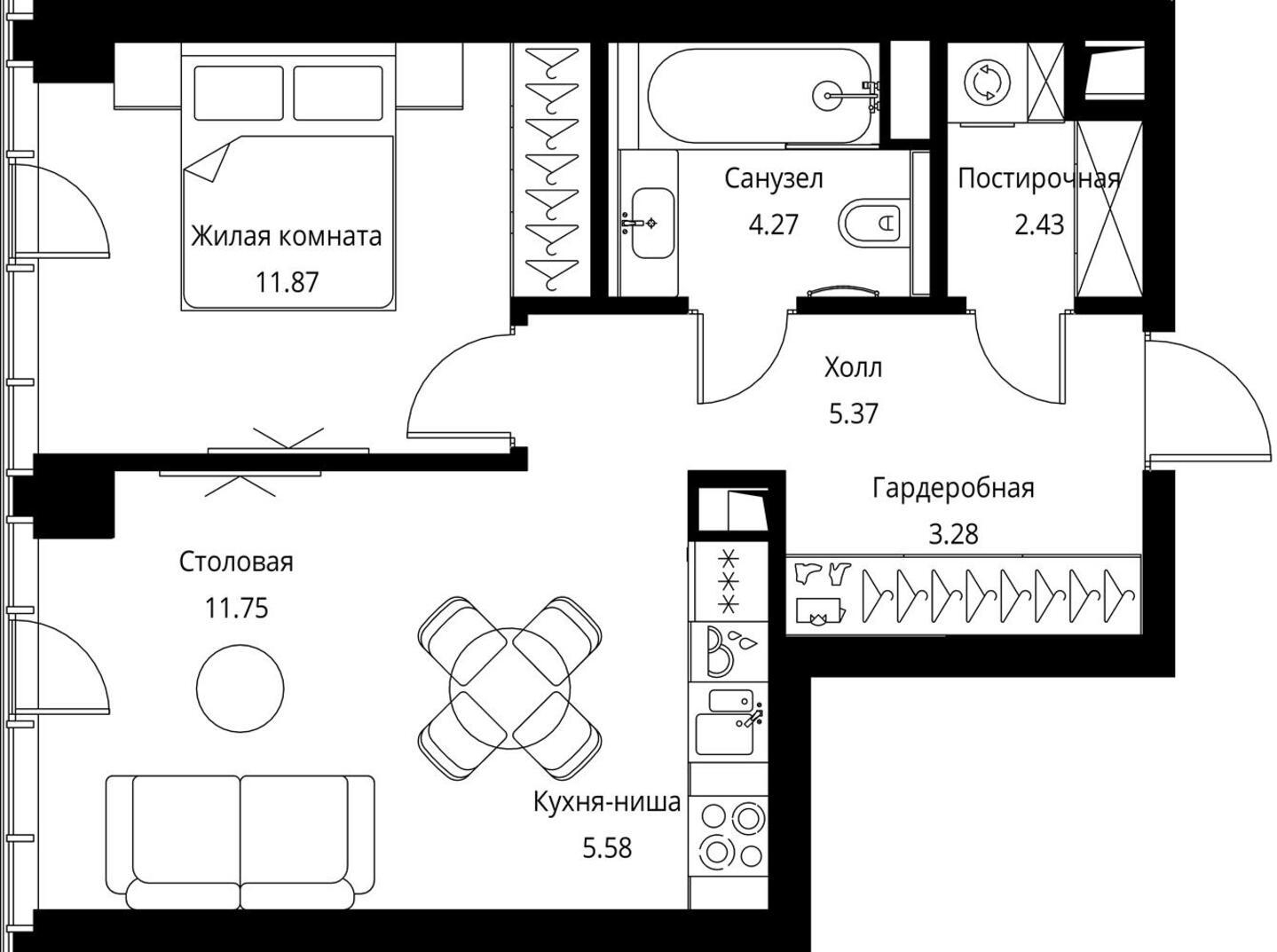 1-комнатная квартира (Студия) в ЖК HighWay на 13 этаже в 7 секции. Сдача в 4 кв. 2023 г.