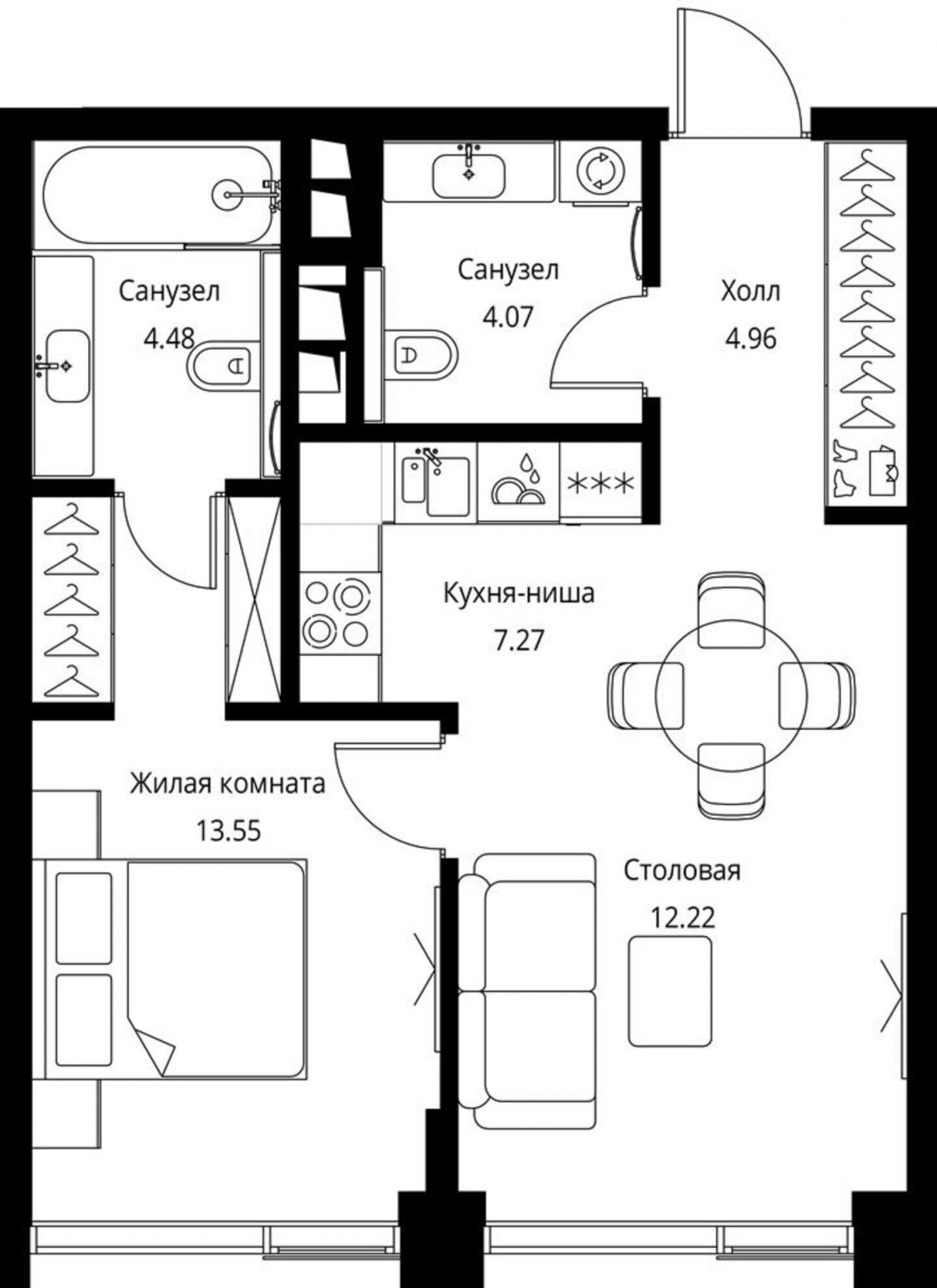 1-комнатная квартира (Студия) в ЖК City Bay на 8 этаже в 1 секции. Сдача в 3 кв. 2026 г.