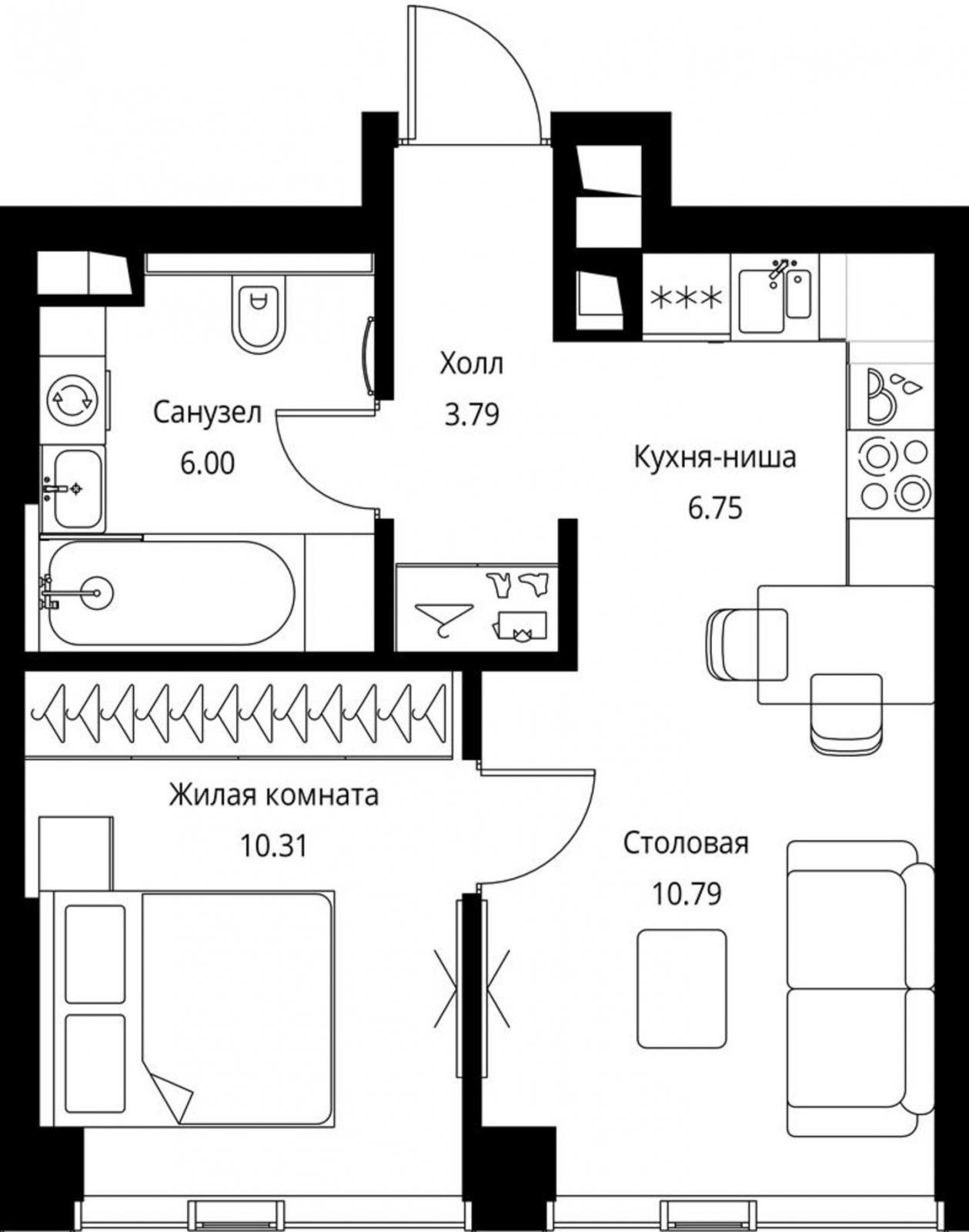 2-комнатная квартира с отделкой в ЖК City Bay на 21 этаже в 1 секции. Сдача в 4 кв. 2023 г.